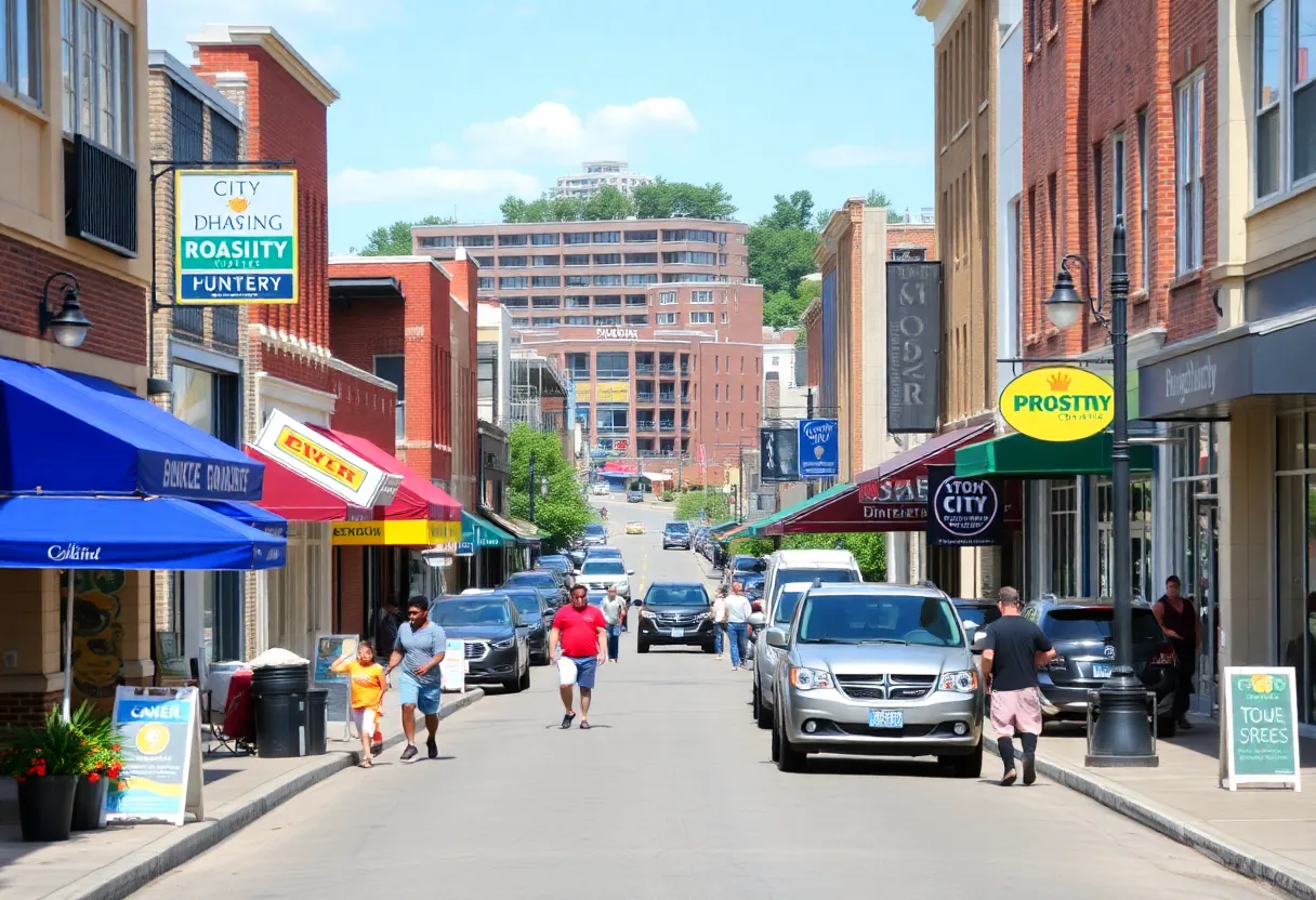 Busy urban street in Bossier City, Louisiana with local businesses