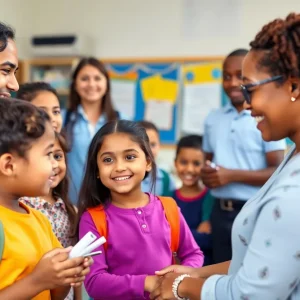 Teachers and students in a classroom setting, symbolizing support in education