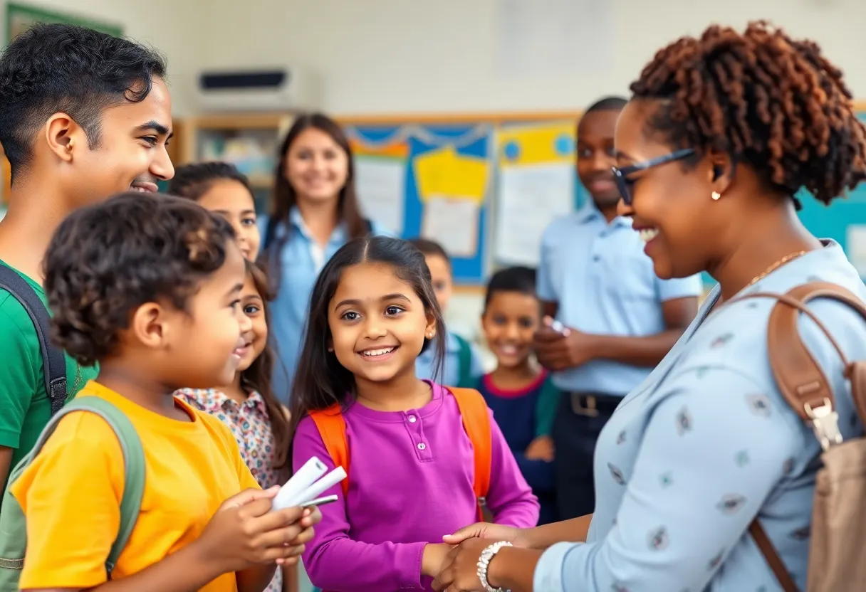 Teachers and students in a classroom setting, symbolizing support in education