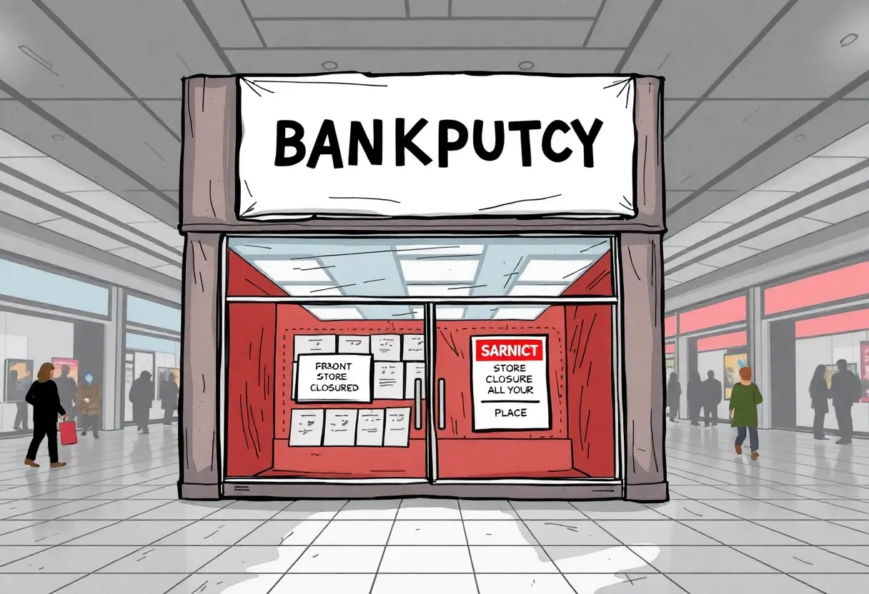 Claire's jewelry store with sale signs due to bankruptcy