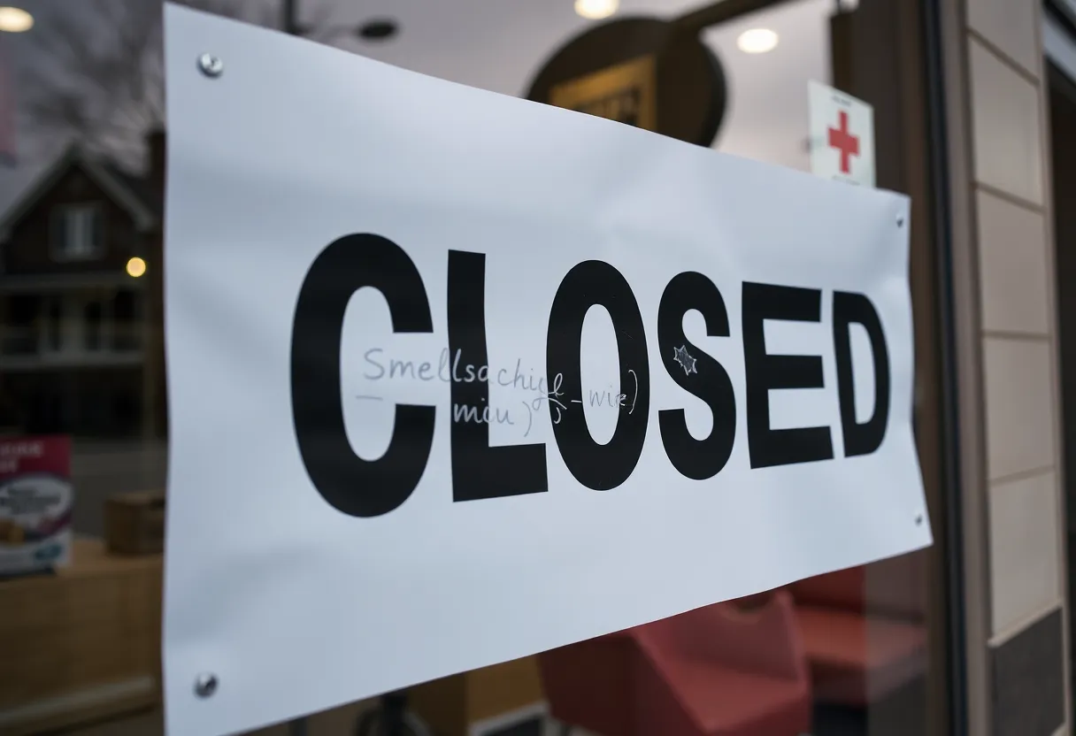 Closed sign on Sunshine Health Market in Shreveport