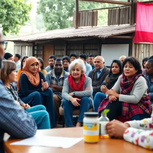 Community members engaged in a town hall meeting about healthcare issues in Louisiana