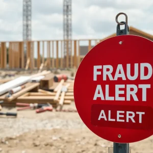 Construction site with Fraud Alert sign