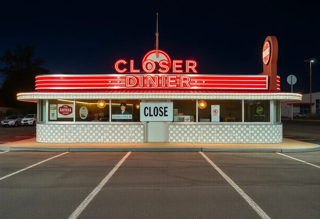 Cotton Boll Grill diner with closed sign