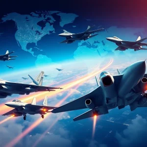 Illustration of fighter jets representing international military procurement amidst tariff issues