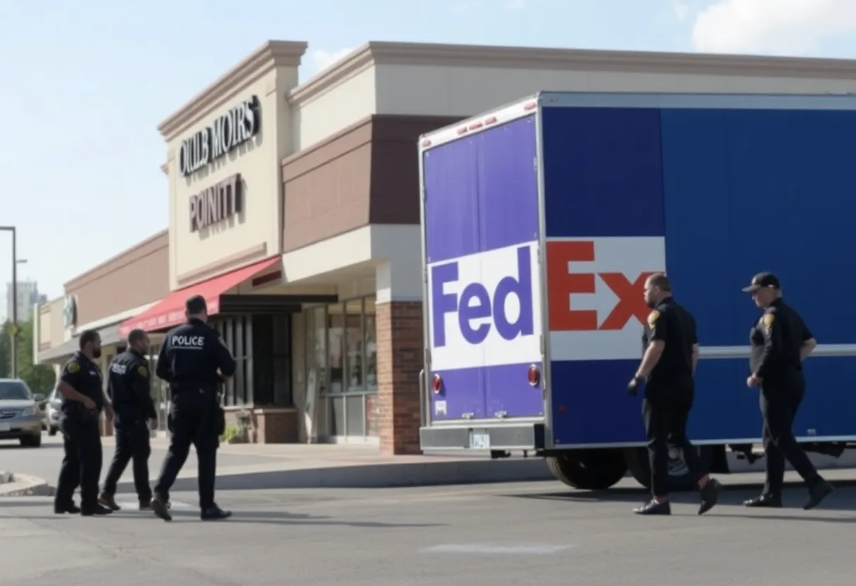 Law enforcement at a strip mall in Shreveport, investigating theft