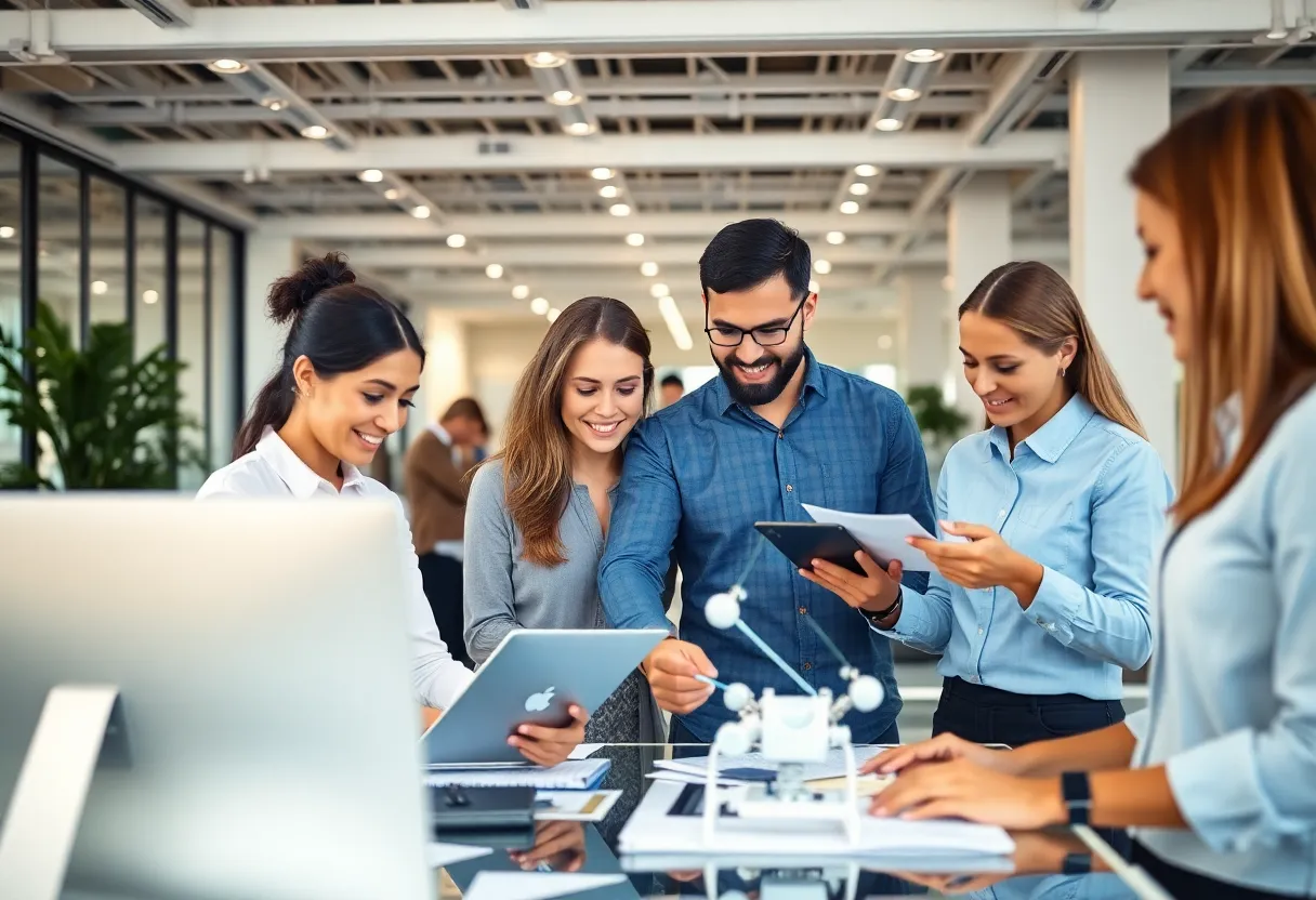 Employees collaborating in an office representing Georges Enterprises