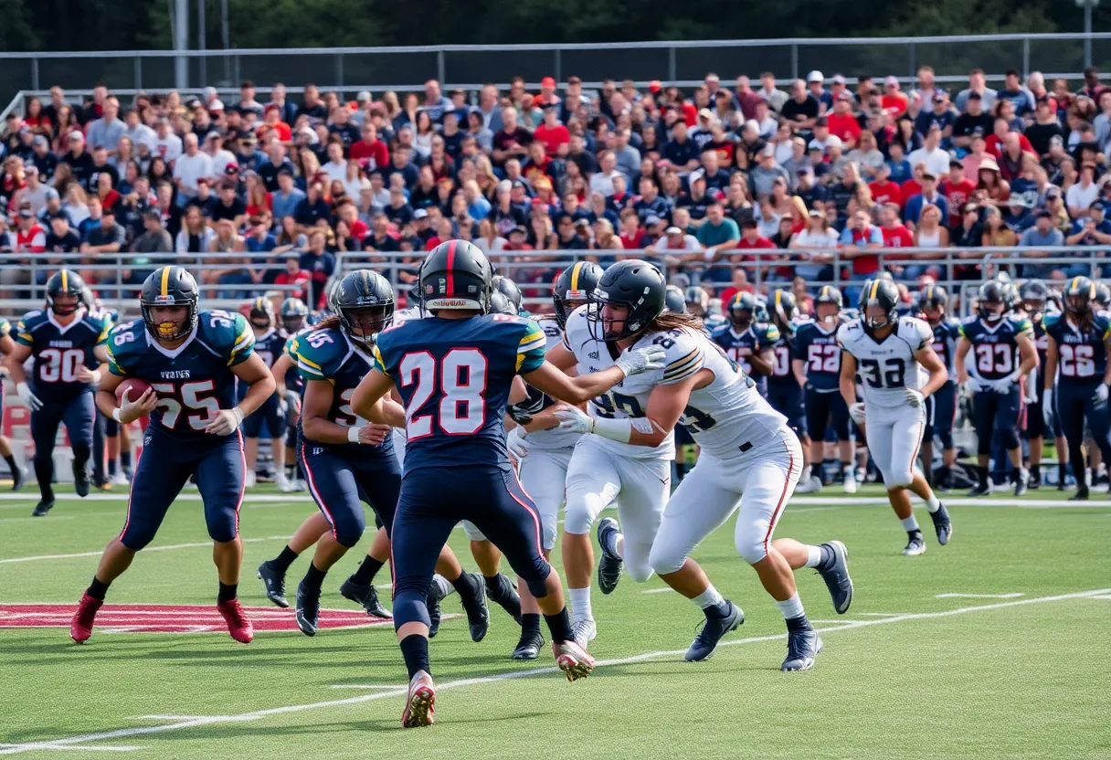 Exciting scene from a high school football game in Shreveport.