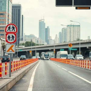 Safety measures for pedestrians on a busy highway