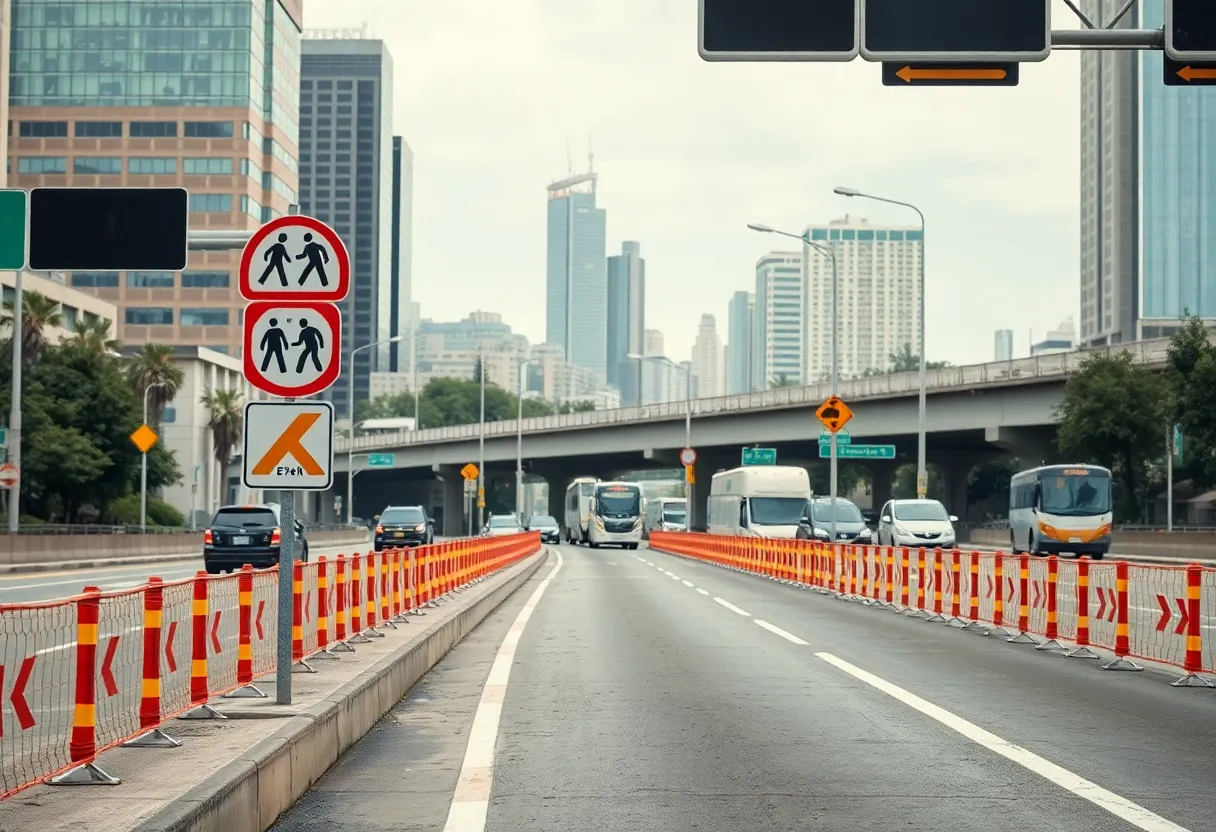 Safety measures for pedestrians on a busy highway