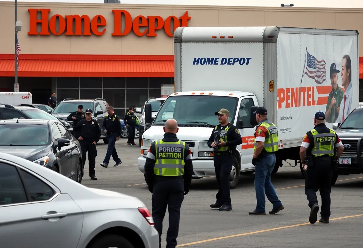 Scene of chaos during immigration raid at Home Depot with Penske truck