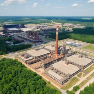 Aerial view of the Libbey Glass Plant in Shreveport