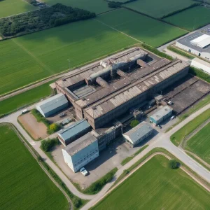 Aerial view of the Libbey Glass Plant in Shreveport, Louisiana.