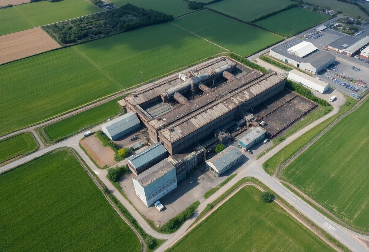 Aerial view of the Libbey Glass Plant in Shreveport, Louisiana.