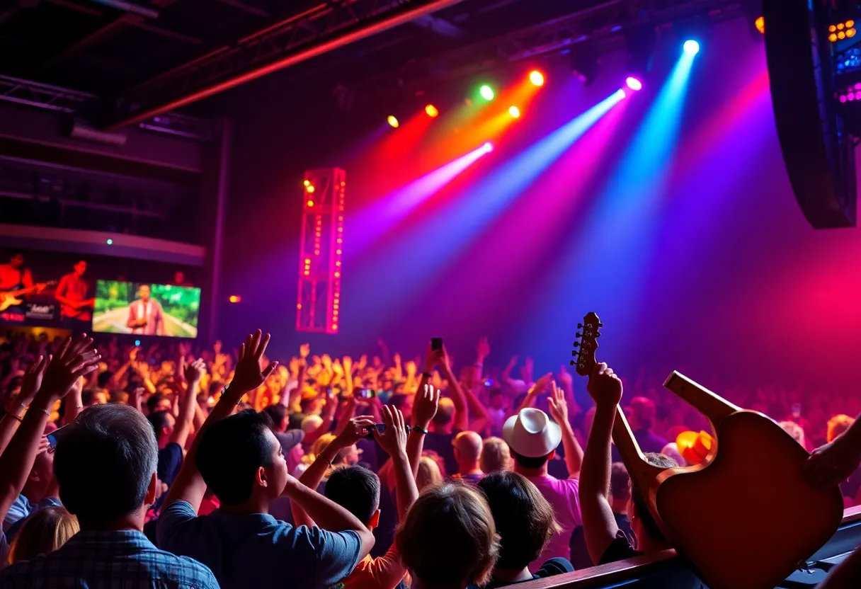 Enthusiastic fans enjoying a country music concert