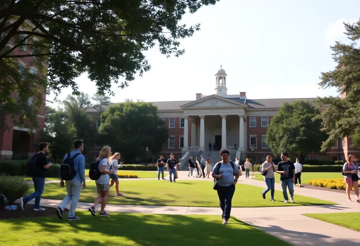 Overview of LSU campus illustrating leadership and community engagement.