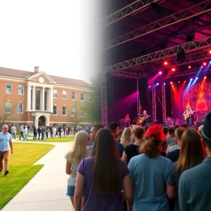 Students enjoying a country music concert on LSU campus
