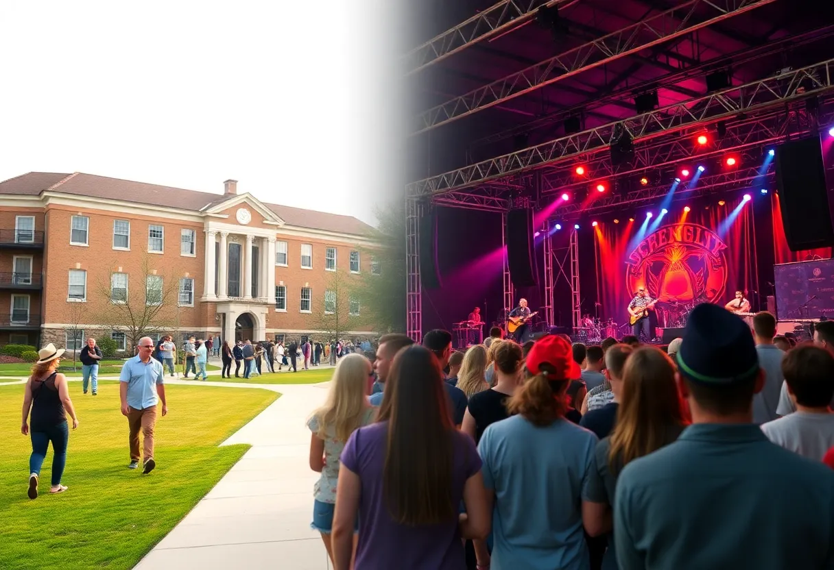 Students enjoying a country music concert on LSU campus