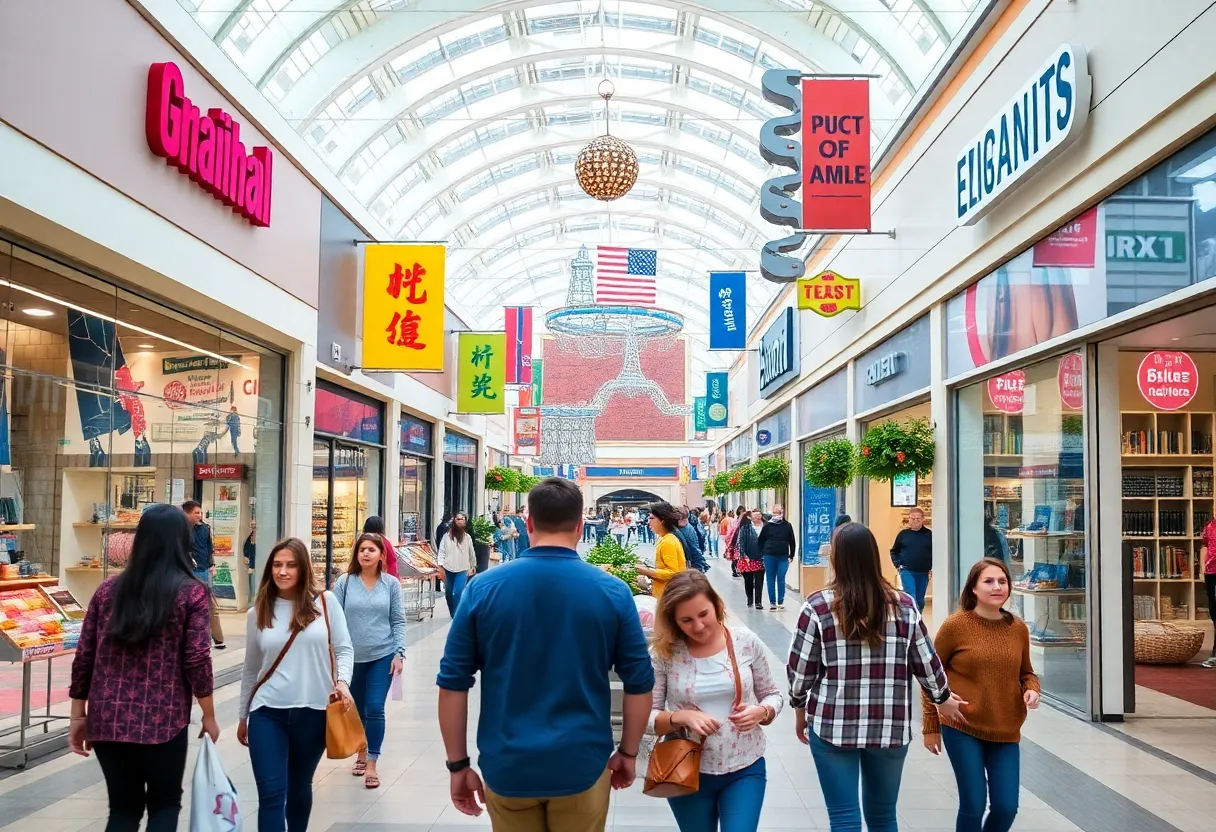 Revitalized Mall St. Vincent in Shreveport with shoppers and modern stores