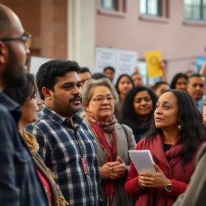 Community meeting discussing economic reforms