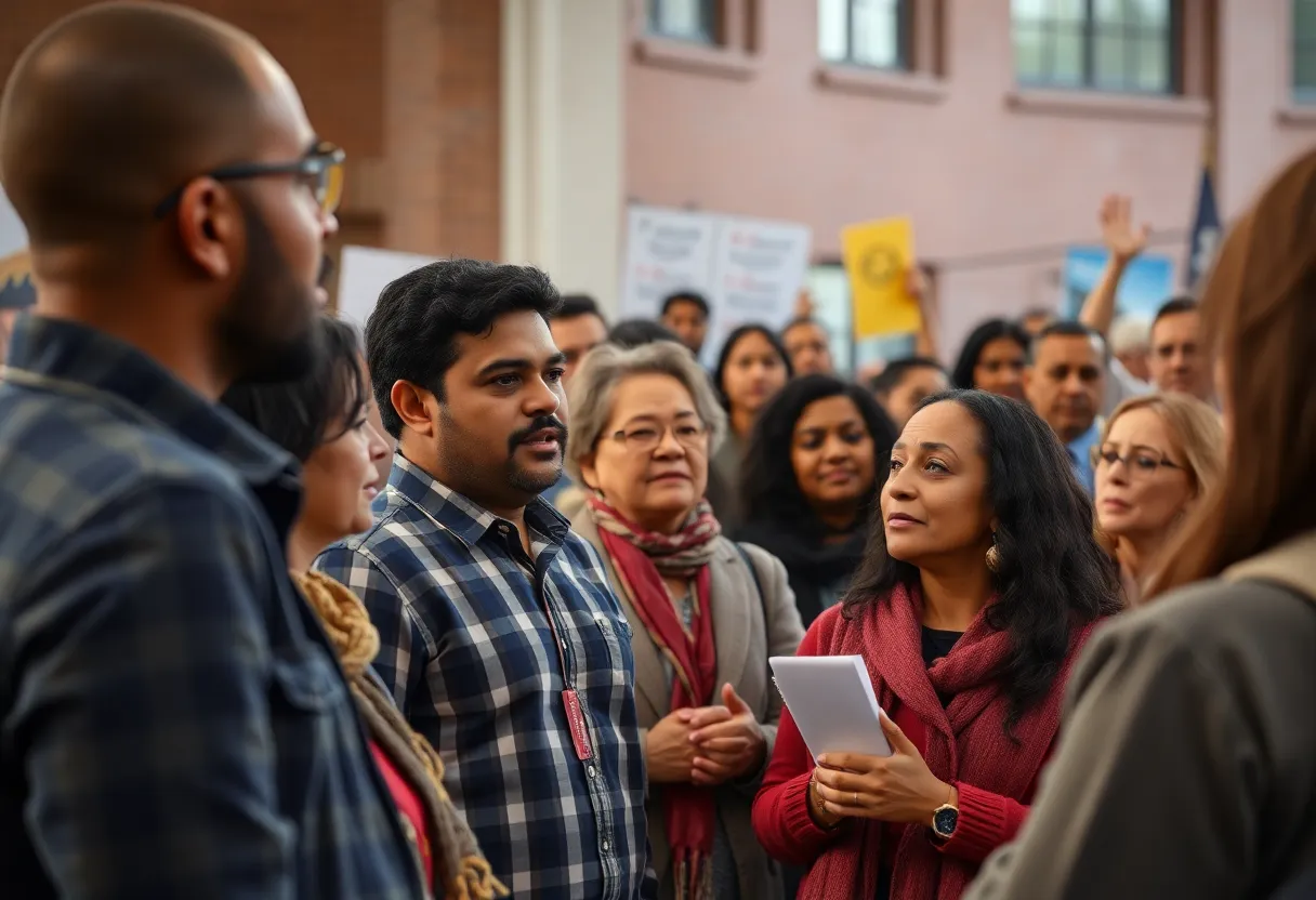 Community meeting discussing economic reforms