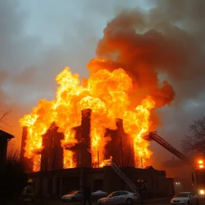 Firefighters battling a blaze at Rite-Way Grocery in Natchitoches