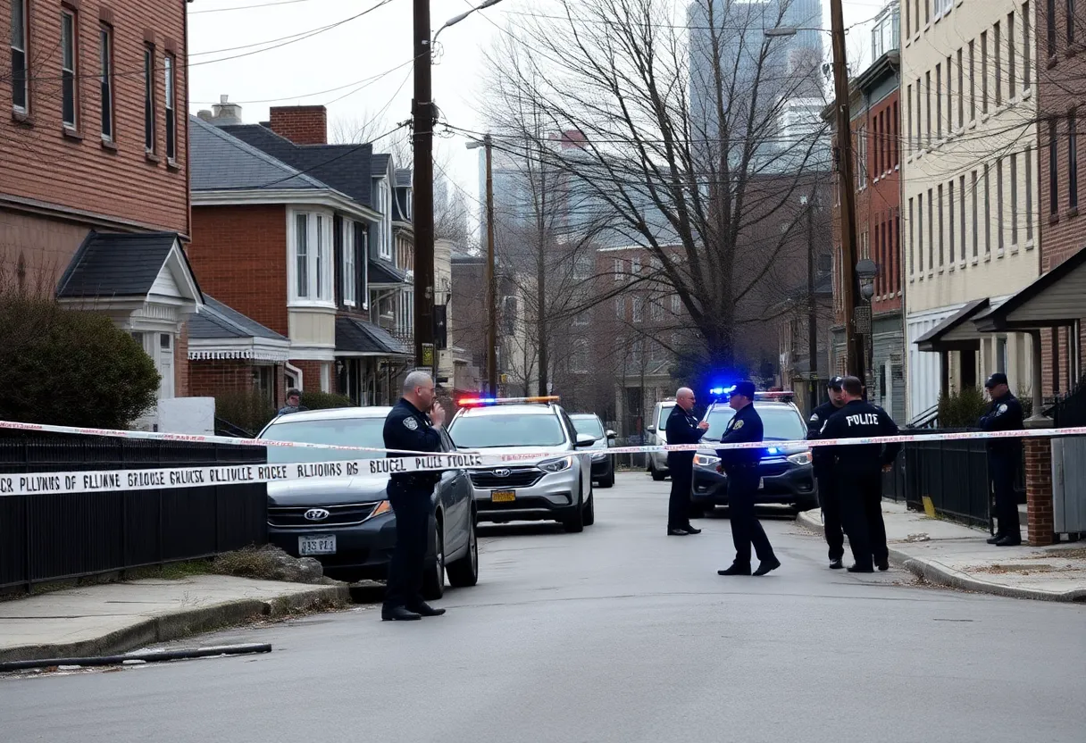 Crime scene with police tape in Shreveport neighborhood