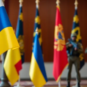 Flags of Russia and Ukraine symbolizing diplomatic tension.