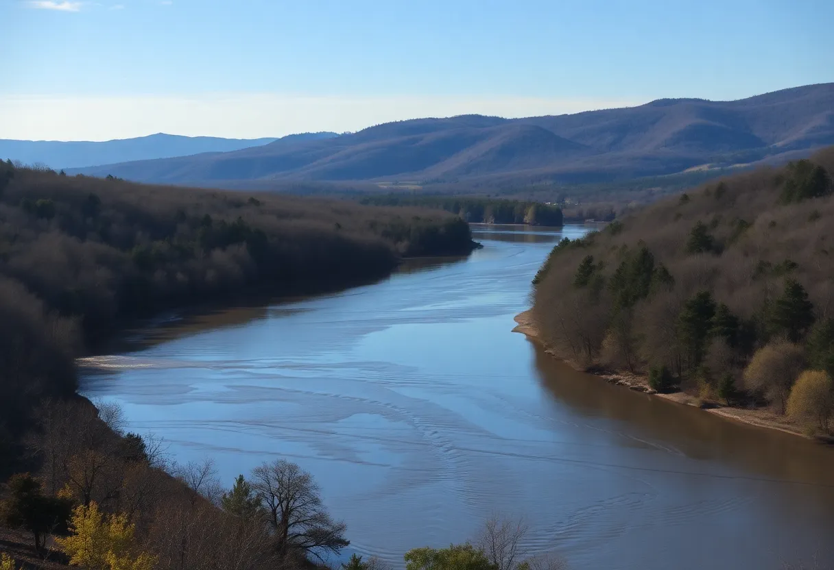Scenic view of the Red River highlighting safety concerns.
