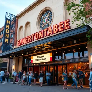 Exterior view of a renovated entertainment venue with community events