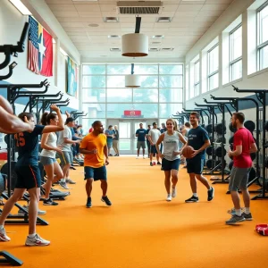 Athletic department at Rutgers University with diverse athletes training.