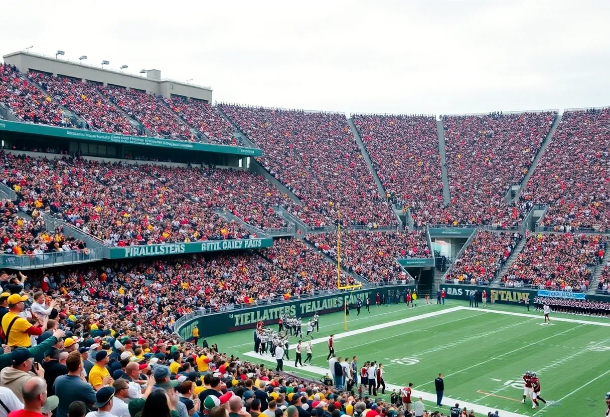 Fans in a stadium during an SEC football game
