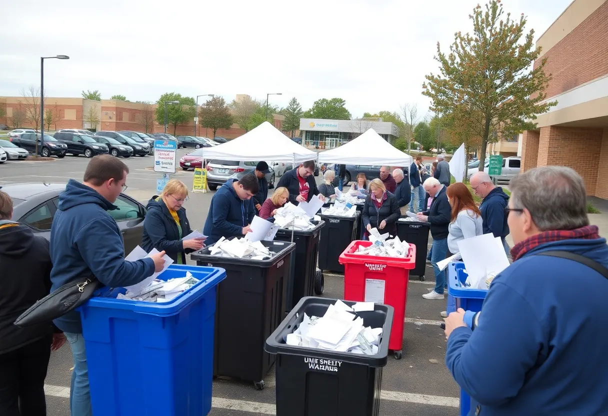 Community members participating in Shred Fest, shredding documents in a secure environment.