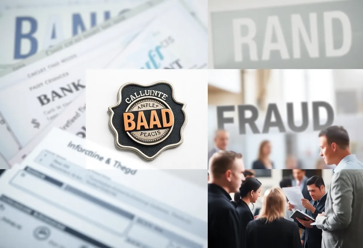 Illustration representing bank fraud with police involvement