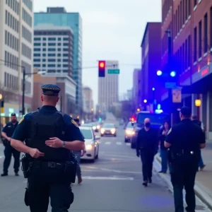 City street in Shreveport showcasing police engagement