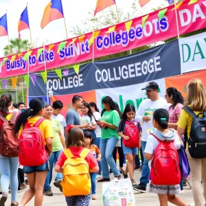 Families celebrating College Colors Day in Shreveport