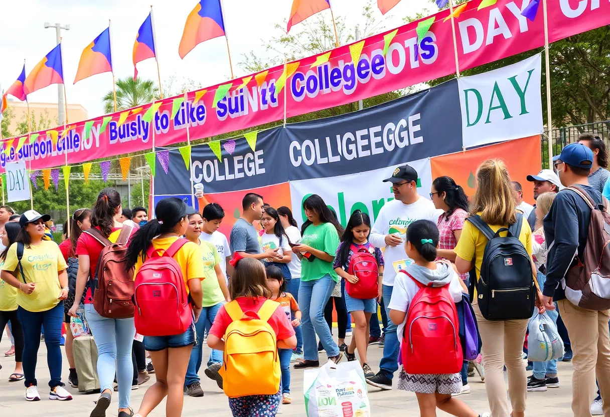 Families celebrating College Colors Day in Shreveport