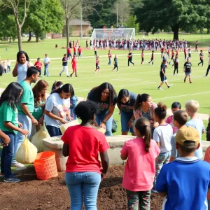 Community members participating in a cleanup event in Shreveport