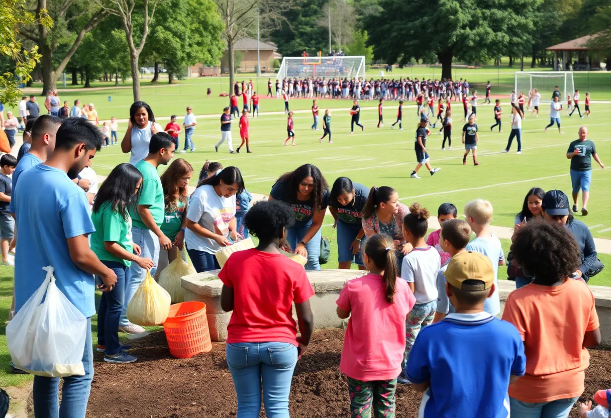 Community members participating in a cleanup event in Shreveport