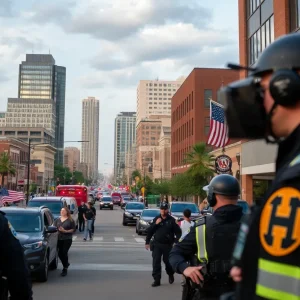 Cityscape of Shreveport with law enforcement and public safety features