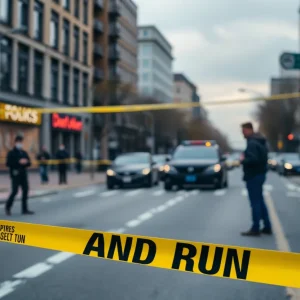 Police investigation at a hit-and-run scene in Shreveport