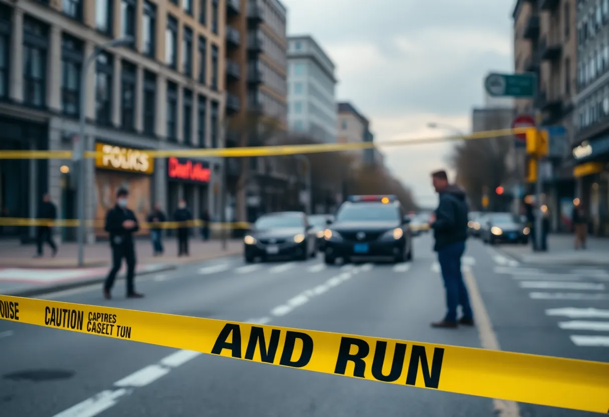Police investigation at a hit-and-run scene in Shreveport
