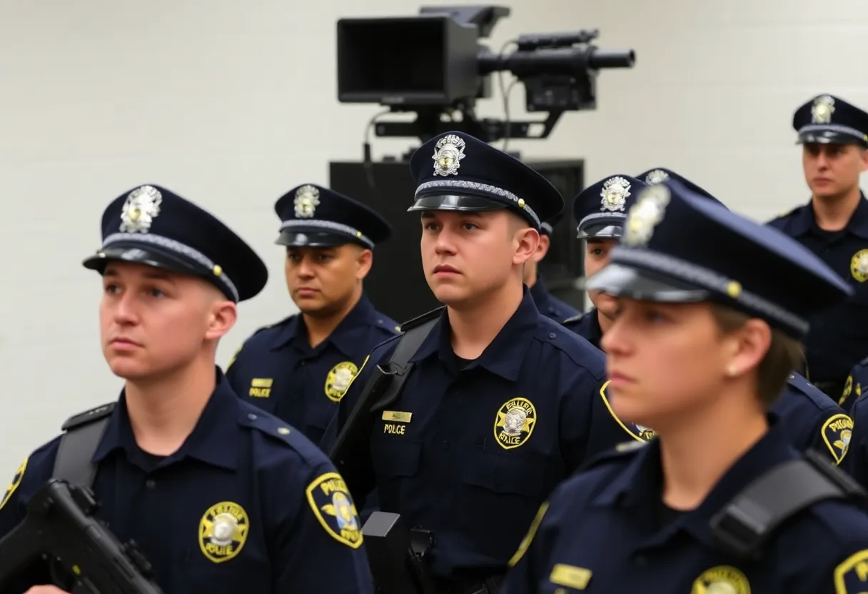 New recruits at the Shreveport Police Academy in training uniforms