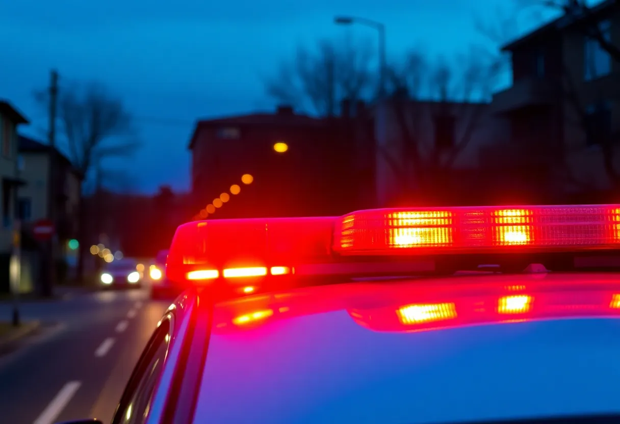Police car with flashing lights in Shreveport