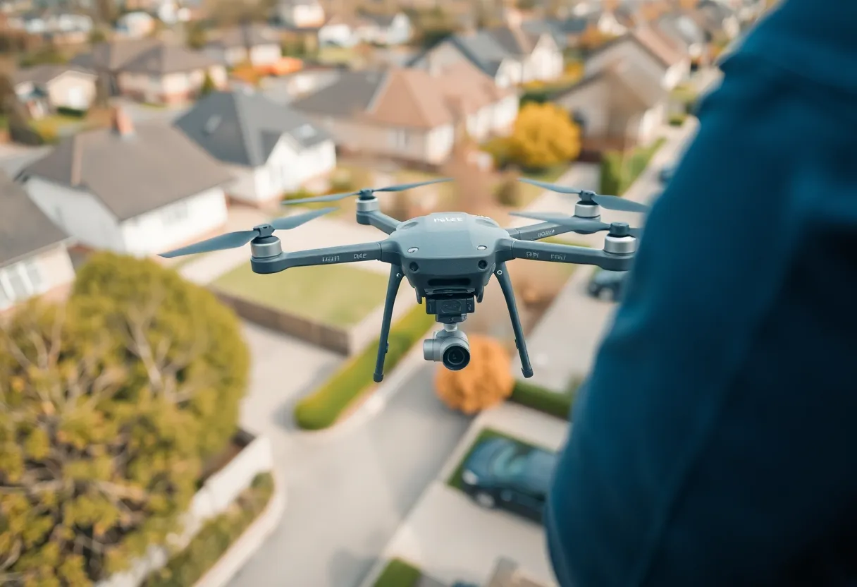 Police drone conducting aerial surveillance during an operation