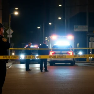 Police officers investigating a scene in Shreveport