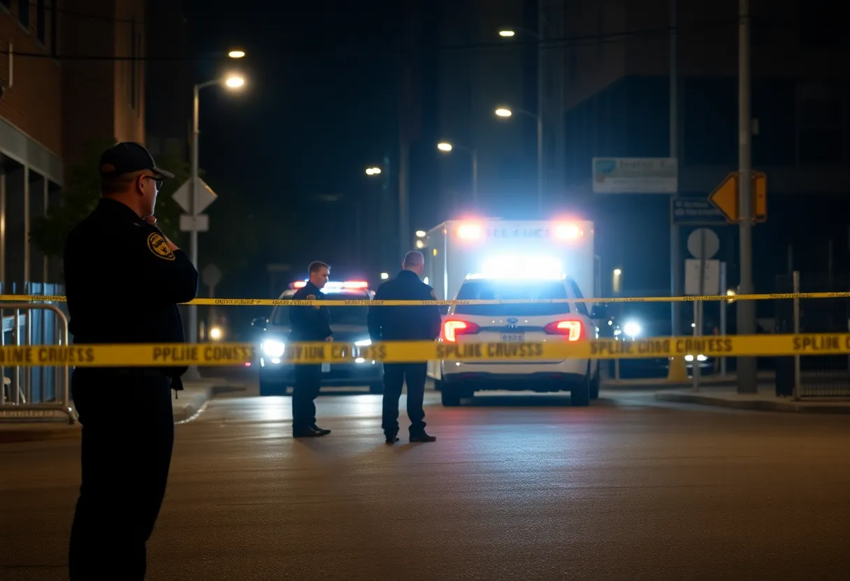 Police investigating a shooting scene in Shreveport