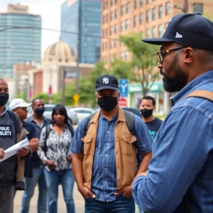 Community members discussing public safety in Shreveport