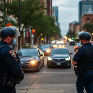 Image showing Shreveport city with visible police presence and community involvement in safety measures.