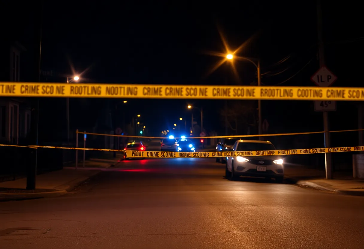 Police and emergency vehicles at the scene of a shooting in Shreveport.